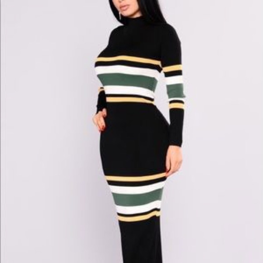Black turtleneck midi dress